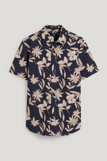Hommes - Chemise - regular fit - col kent - bleu foncé