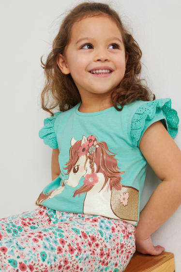 Exclusief online - Set - 2 T-shirts en broek - 3-delig - groen