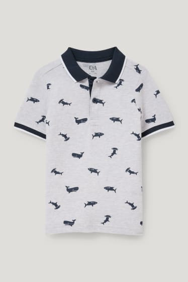 Toddler Boys - Polo shirt - patterned - light gray-melange
