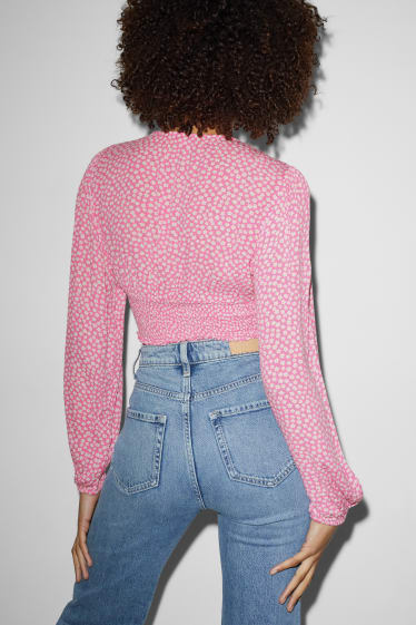 Clockhouse Girls - CLOCKHOUSE - blusa taglio corto a fiori - bianco / rosa