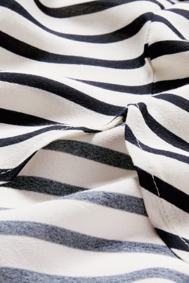 Women - Blouse - striped - dark blue / creme white