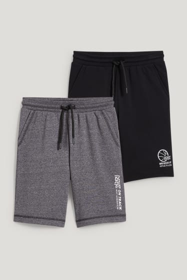 Băieți - Multipack 2 perechi - pantaloni scurți trening - gri melanj