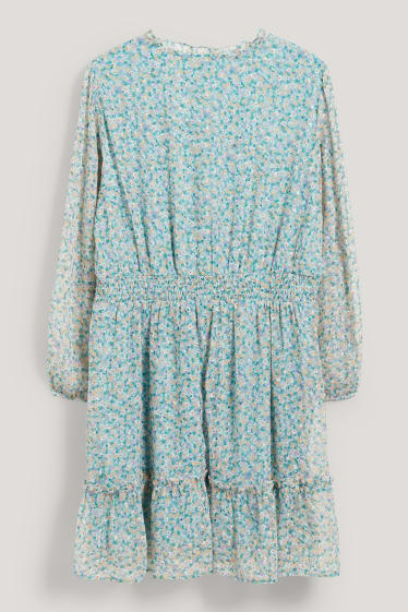 Dames XL - CLOCKHOUSE - jurk van chiffon - met gerecycled polyester - blauw