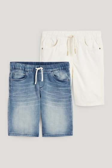 Kids Boys - Multipack 2er - Jeans- und Stoffshorts - jeans-hellblau