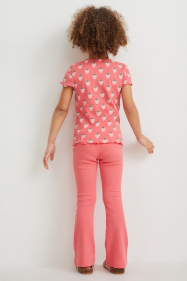 Exclusiv online - Set - tricou cu mânecă scurtă și colanți evazați - 2 piese - roz