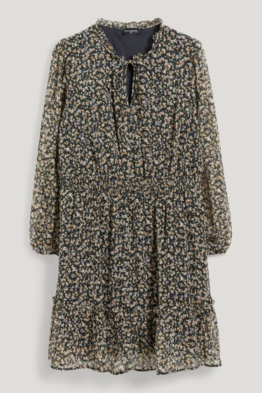 Damen XL - CLOCKHOUSE - Chiffon-Kleid - mit recyceltem Polyester - schwarz