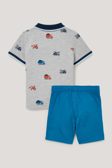 Garçons - Ensemble - polo et short - 2 pièces - gris clair chiné