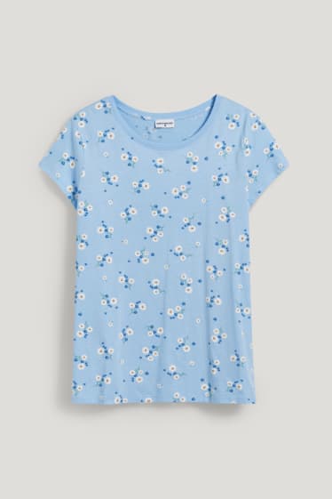 Femei XL - CLOCKHOUSE - tricou - cu flori - albastru deschis