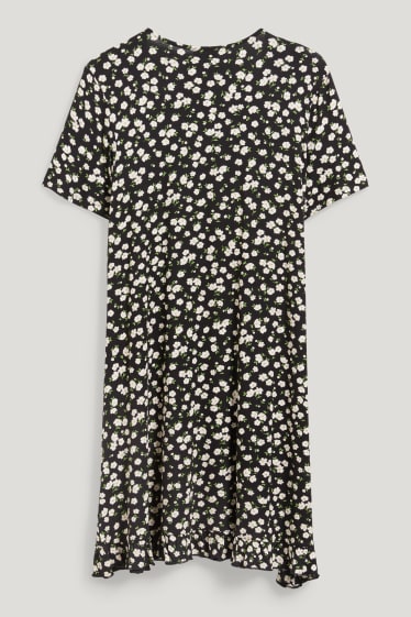 Femmes grandes tailles - CLOCKHOUSE - robe portefeuille - à fleurs - noir