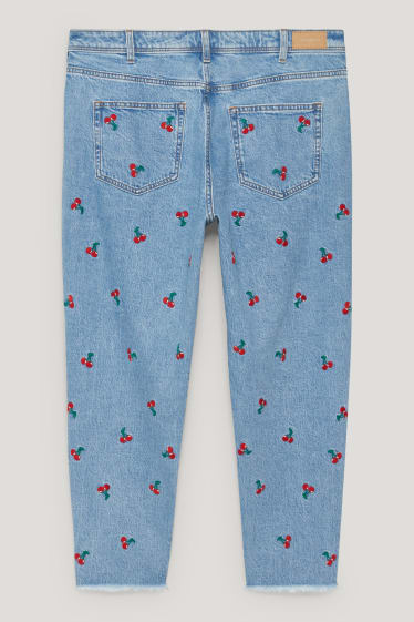 Femei XL - CLOCKHOUSE - slim jeans - talie înaltă - cu model - denim-albastru deschis