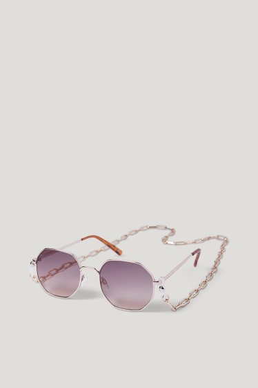 Dona - Conjunt - ulleres de sol i cadena per a les ulleres - 2 peces - marró