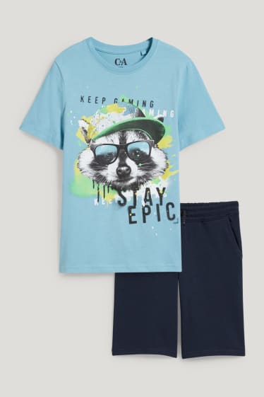 Bambini: - Set - t-shirt e shorts in felpa - 2 pezzi - blu