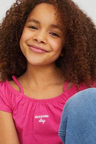 Kids Girls - Wielopak, 3 szt. - koszulka z krótkim rękawem - różowy