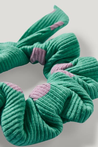 Batolata dívky - Souprava - šaty, tričko s krátkým rukávem, legíny a scrunchie gumička do vlasů - 4dílná - zelená/růžová