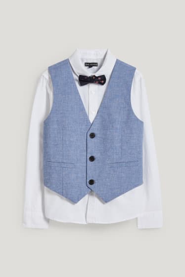 Niños - Set - camisa, chaleco y pajarita - LYCRA® - 3 prendas - azul