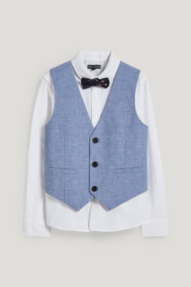 Toddler Boys - Set - camicia, gilet e papillon - LYCRA® - 3 pezzi - blu