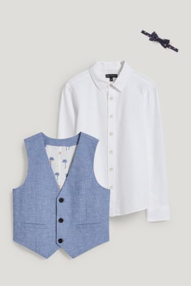 Toddler Boys - Set - camicia, gilet e papillon - LYCRA® - 3 pezzi - blu