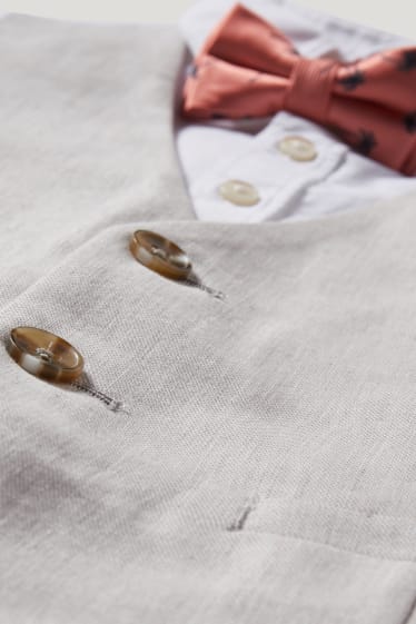 Garçons - Ensemble - chemise, veston et nœud papillon - LYCRA® - 3 pièces - beige clair