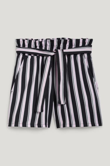 Bambine: - Shorts - a righe - nero / rosa