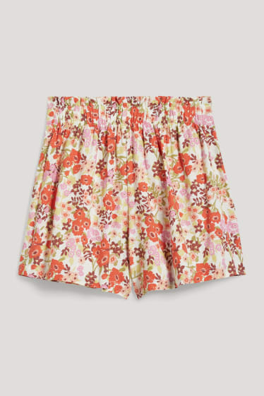 Filles - Short - à fleurs - beige