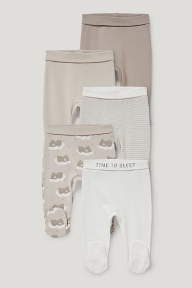 Miminka holky - Multipack 5 ks - pyžamové kalhoty pro miminka - béžová-žíhaná