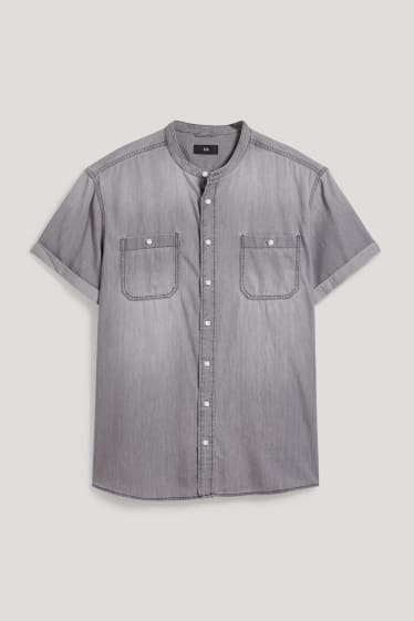 Clockhouse Boys - Camicia - regular fit - collo alla coreana - jeans grigio chiaro