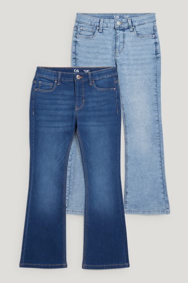 Kids Girls - Rozszerzona rozmiarówka - wielopak, 2 szt. - flared jeans - dżins-niebieski