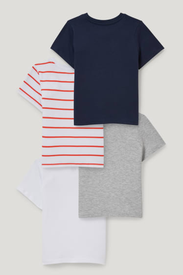 Batolata chlapci - Multipack 4 ks - tričko s krátkým rukávem - světle šedá-žíhaná