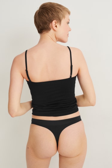 Damen - Multipack 3er - String - seamless - LYCRA® - schwarz