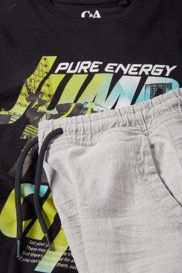Kids Boys - Set - Kurzarmshirt und Shorts - 2 teilig - schwarz