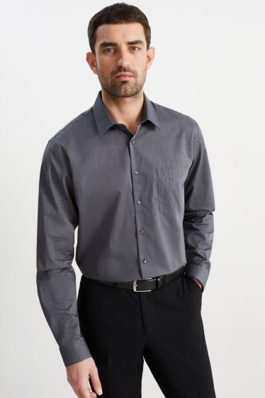 Men - Business shirt - regular fit - kent collar - easy-iron - dark gray