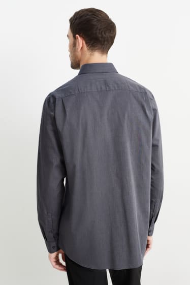 Hombre - Camisa de oficina - regular fit - kent - de planchado fácil - gris oscuro
