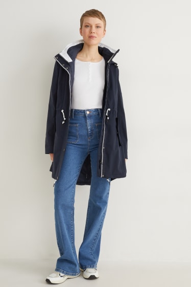 Donna - Giacca impermeabile con cappuccio - blu scuro