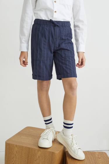 Garçons - Short - à rayures - bleu foncé