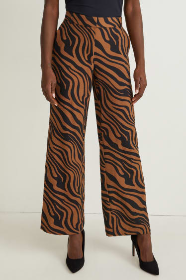 Dames - Pantalon - high waist - palazzo - bruin