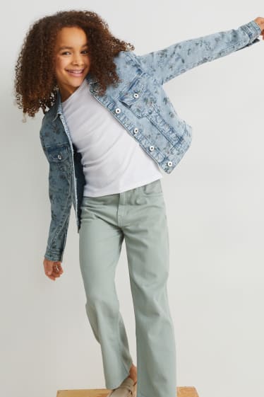 Kids Girls - Jachetă din denim - cu flori - denim-albastru deschis