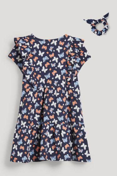 Toddler Girls - Set - Kleid und Scrunchie - 2 teilig - dunkelblau