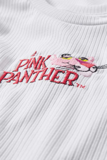 Bambine: - Pantera Rosa - maglia a maniche corte - bianco
