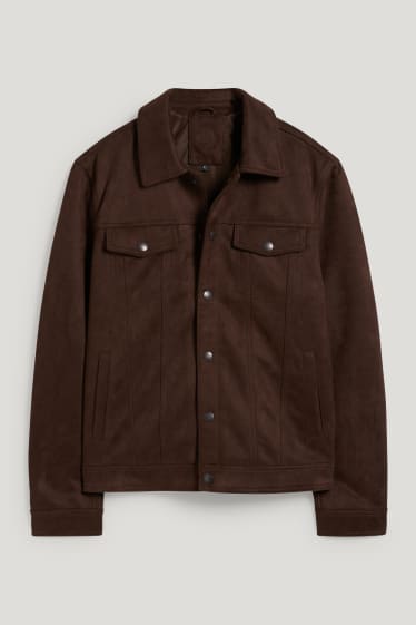 Hommes - Veste - similisuède - marron foncé