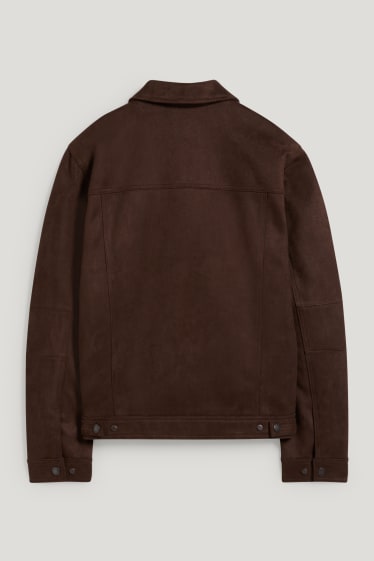 Hommes - Veste - similisuède - marron foncé