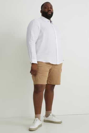 Uomo XL - Camicia in lino - regular fit - collo all'italiana - bianco