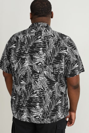 Herren XL - Hemd - Regular Fit - Reverskragen - Leinen-Mix - schwarz