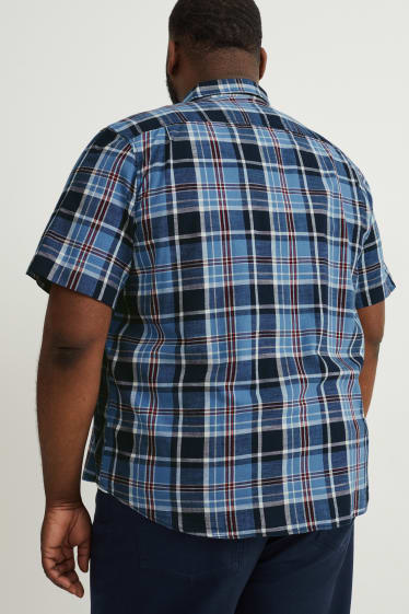 Home XL - Camisa - regular fit - coll kent - quadres - blau fosc