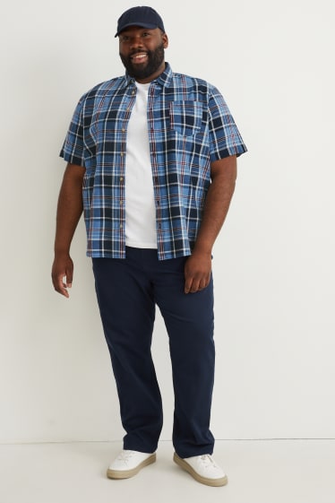 Caballero XL - Camisa - regular fit - kent - de cuadros - azul oscuro