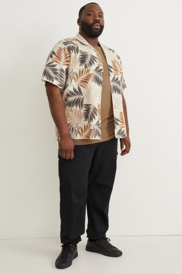 Men XL - Shirt - regular fit - lapel collar - linen blend - beige