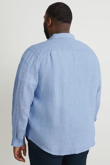 Uomo XL - Camicia in lino - regular fit - collo all'italiana - azzurro