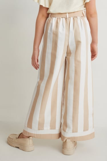 Filles - Pantalon de toile - à rayures - beige