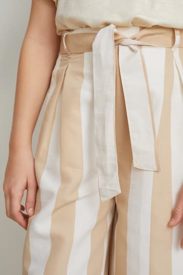 Filles - Pantalon de toile - à rayures - beige