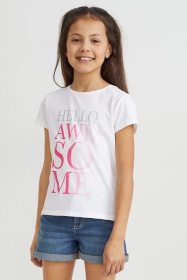Niñas - Pack de 5 - camisetas de manga corta - blanco