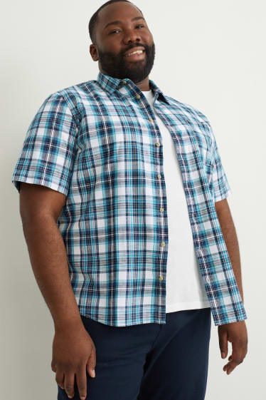 Hommes grandes tailles - Chemise - regular fit - col kent - à carreaux - turquoise